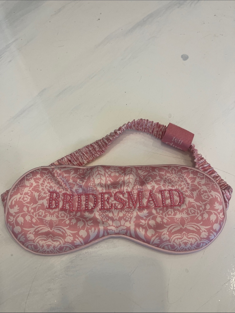 slip Pink Satin Embroidered Bridesmaid Eye Mask